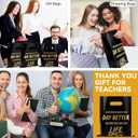 SilTriangle 50 Pack Employee Appreciation Gift Bags Black Thank You Bags for Small Business 10 x 8 Inch Plastic Shopping Packaging with Handle for Christmas Coworker Teacher Boutique Merchandise Gifts