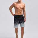 Mens Swim Trunks with Compression Liner Zipper Cargo Pockets Bathing Suit 9 Inch Quick-Dry Swimming Shorts (Black, L)