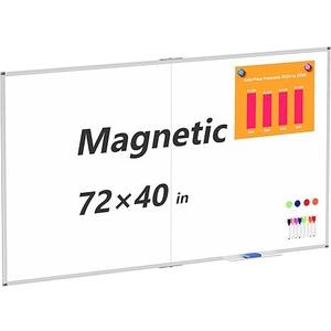 Magnetic Whiteboard Dry Erase Board for Wall, 72" X 40" Hanging Wall-Mounted White Board, Silver Aluminium Frame