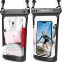 Large Waterproof Phone Pouch, 2Pack Floating Waterproof Bag for iPhone 17 16 15 Pro Max Galaxy S26 S25 S24 Ultra All Phones, Cell Phone Dry Bag for Beach Swimming Rafting Boating (Black + Black)