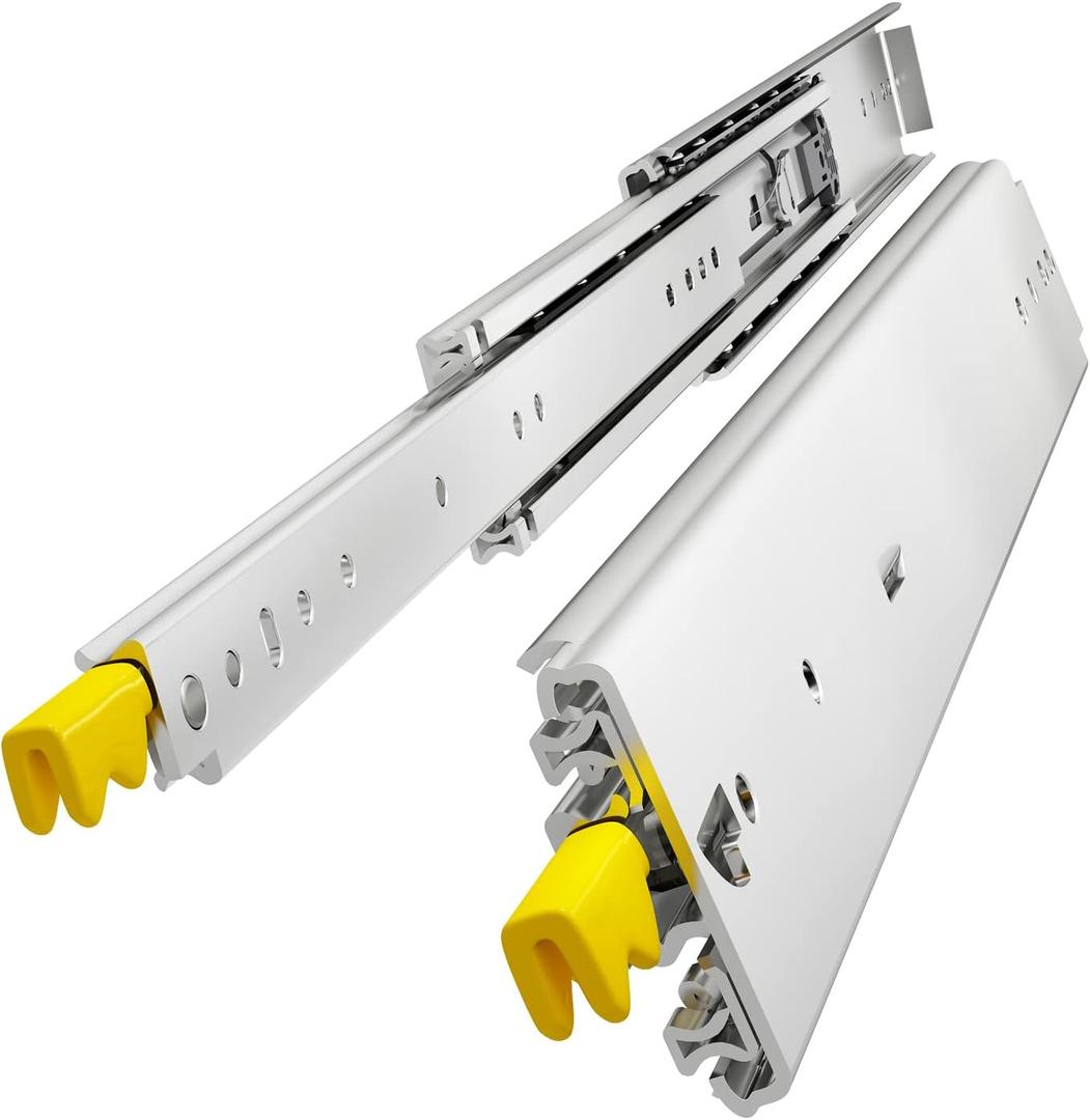 VADANIA 36" Industrial Grade Heavy Duty Drawer Slide with Lock #VD2576, 3" Widening Up to 396lb Load Capacity, 3-Fold Full Extension, Ball Bearing Lock-in & Lock-Out, Side Mount, 1-Pair