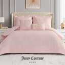 Juicy Couture Comforter Set, Dovona Design Bed Sheets, King Bedding, 5 Piece Set Includes 1 Comforter, 2 Shams and 2 Decorative Pillows, Wrinkle Resistant and Anti Pilling,Pink Blush
