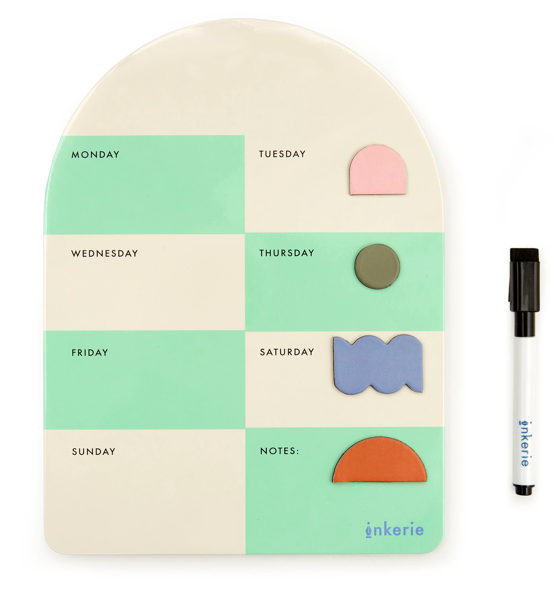 Inkerie Magnetic Dry Erase Weekly Memo Board