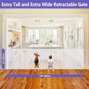 Newly Enhanced - 42" Tall × 120" Extra Wide Retractable Baby Gate Keeps Pets from Getting Under Tall Dog Gate, Indoor/Outdoor Baby Gates for Dogs, Retractable Dog Gate for Large Openings, White