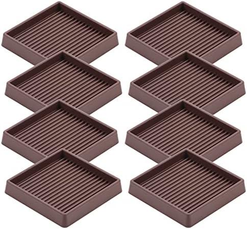 VOCOMO 3X3 Rubber Caster Cups, Non Slip Furniture Pads, Anti-Slip Furniture Gripper, Anti Skid Furnitures Feet, Anti Slide Floor Protector for Bed Couch Stoppers (Brown, 8 Pack)