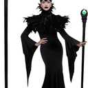 51Inch Halloween Evil Queen Staff Scepter Green LED Light up Magical Scepter Wand Wizard 51inch Adustable Length