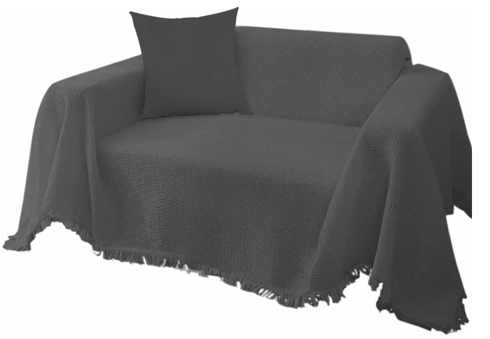 Couch Sofa Covers for Cushion, Simple Dark Gray Soft Washable Sofa Throw Cover for Dogs, Modern Solid Color Breathable Sofa Slipcovers Sectional Couch Cover Blanket with Tassel 71“x91”