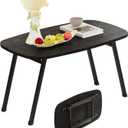 Foldable Coffee Table for Small Spaces,Small Coffee Table Folding,Rectangular Center Table for Living Room, Modern Floor Table,Mid Century Low Tables for Home, Office, Dorm,Easy Assembly,Black, 31.5" x 15.7" x 17.7"