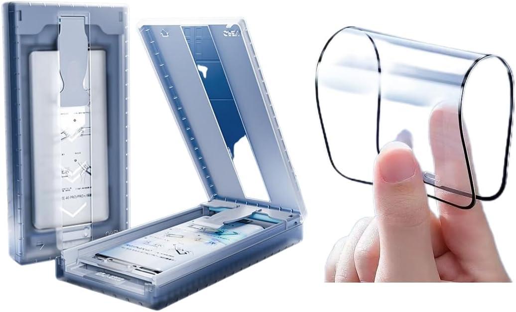 Richarm 2Pack Ceramic Screen Protector for Samsung Galaxy S23 Ultra/ S22 Ultra Fingerprint Support/Scratch Resistant/3D Curved Coverage Bubbles Free 3-Second Installation 2 Pcs Film Screen Protector