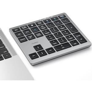 Nulea Wireless Number Pad Bluetooth 5.0 & 2.4G Portable Numeric Keyboard, USB-C Rechargeable, 34-Keys Bluetooth Keyboard for Data Entry, Compatible for Laptop, Mac, iMac, Tablet, PC Desktop