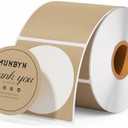 2 Inch Brown Circle Thermal Sticker Labels, Self-Adhesive Round Direct Thermal Labels for Logo Design, QR Code, 750 Sheets/1 Roll