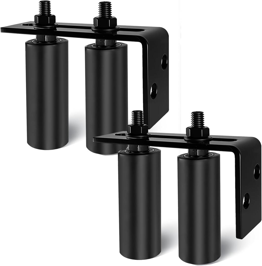 2 Pack 4" Universal Gate Roller Guide,Nylon Slide Gate Guide Rollers with Black L Bracket, Gate Hardware Roller Kit for Sliding/Rolling Gates/Barn Door Guide -2 KitBlack