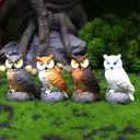 Eysinyge Mini Owl Figurines, Set of 4, Garden Decor Miniatures, Fairy Garden Accessories, Small Owls