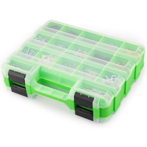 Small Parts Organizer, 34-Compartments Double Side parts organizer with Removable Dividers, Double Side Tools Box Screw Organizer For Nuts, Bolts, Screws, Nails, Small Hardware