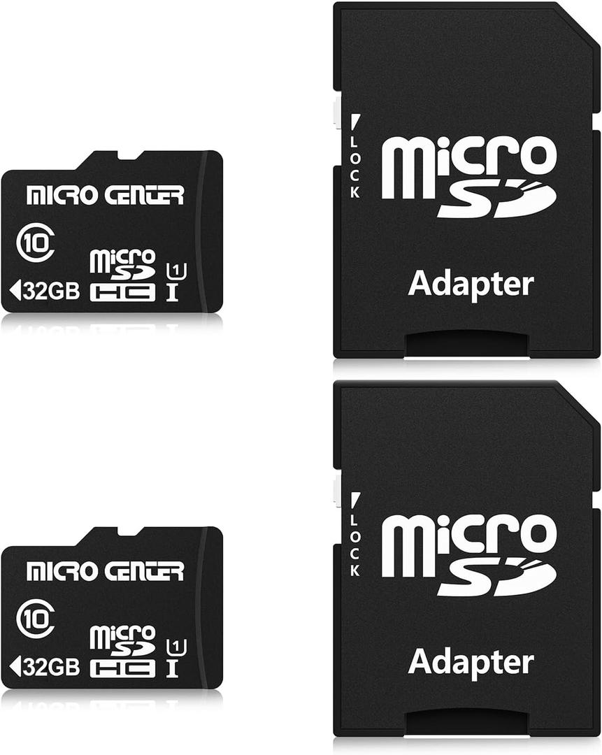 INLAND Micro Center 32GB Class 10 MicroSDHC Flash Memory Card with Adapter for Mobile Device Storage Phone, Tablet, Drone & Full HD Video Recording - 80MB/s UHS-I, C10, U1 (2 Pack)