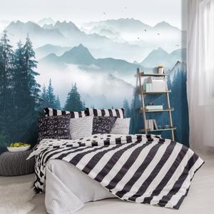 Foggy Forest Pine Scenery Fabric Wallpaper Living Room Bedroom Bathroom Mountain Large Wall Mural- 137"x96" not Peel and Stick