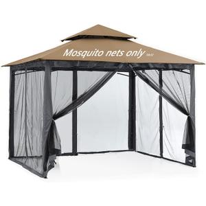 10x12 Gazebo Replacement Mosquito Netting, 4-Panel Sidewall Screen with Zipper Universal Black (10'x12')