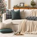 MIULEE Christmas Set of 2 Scottish Tartan Plaid Throw Pillow Covers Farmhouse Classic Decorative Outdoor Square Cushion Cases for Decor Sofa Couch 18x18 Inch, Green