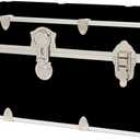 Rhino Trunk & Case Large Armor Camp Trunk - Secure Dorm Storage Chest - Ideal Summer Camp Footlocker - Strong College Trunks Made In The USA - 1000+ Pounds Sitting Capacity 32"x18"x14" (Black)
