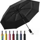 Rain-Mate Windproof Compact Umbrellas for Rain - Portable Folding Travel Umbrella - Auto Open & Close Button (Black)