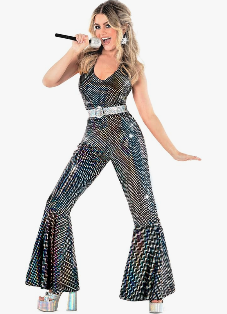 Morph Disco Costume Women - 70s Retro Jumpsuit Costume For Parties & Halloween - 70s Disco Outfits For Women, Large
