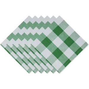 DII Buffalo Check Collection, Classic Farmhouse Cloth Napkin Set, 20x20, Green & White, 6 Piece
