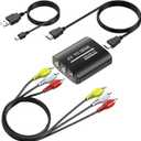 GINGIN RCA to HDMI Converter, AV to HDMI Converter for TV/PC/N64/Wii/PS1/PS2/PS3/STB/Xbox/VHS/VCR/Blue-Ray DVD Players, with 3.3ft RCA and HDMI Cables