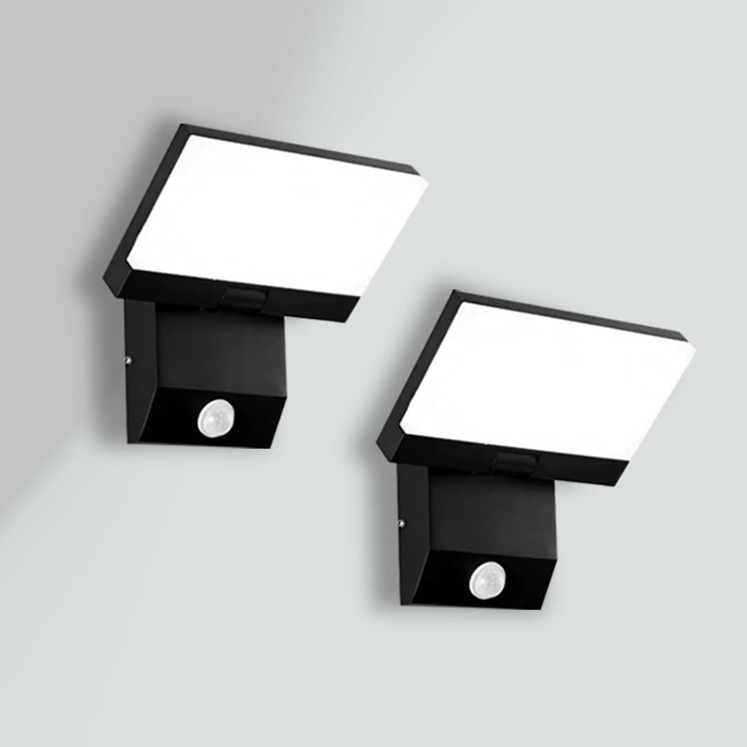 2Pack Wired Motion Sensor Outdoor Lights Fixtures LED 18W Modern Exterior Porch Lights Wall Sconce Light for Patio Doorway Garage Matt Black Square Cool White 6000K