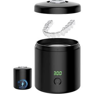 Ultrasonic Retainer Cleaner -Denture cleansers Machine Rechargeable & Portable Retainer Cleaner, for Aligners, Braces, Dentures & Jewelry, 6pcs Cleaner Tablets (Max Capacity 85ML)