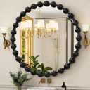 AAZZKANG Large Round Mirror with Metal Beaded Frame Black Circle Wall Mirrors Large 28" Home Decor for Bedroom Living Room Bathroom Entryway Hanging