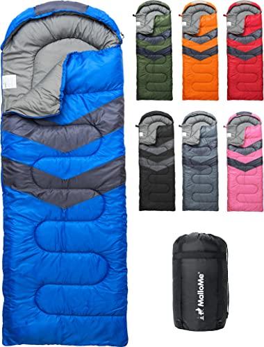 MalloMe Sleeping Bags for Adults Cold Weather & Warm - Backpacking Camping Sleeping Bag for Kids 10-12, Girls, Boys - Lightweight Compact Camping Essentials Gear Accessories Hiking Sleep Must Haves Style: Plush Comfort 32-65° F