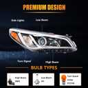 Headlights Assembly for 2015-2017 Hyundai Sonata SE/Sport/Limited/ECO, Passenger Side Halogen Headlamp with Bulbs Clear Lens Black Housing Amber Reflector, 1 PC, 92102-C2050 (Not for Hybrid)