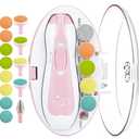 Royal Angels Upgraded 21 in 1 Baby Nail Trimmer with Labeled Case, 13 Extra Replacement Pads, Safe Electric Baby Nail File Kit for Newborns & Toddlers, Whisper Quiet Nail Clipper with LED Light (Pink)