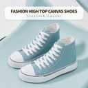 hash bubbie High Top Sneakers for Women Classic High Tops Canvas Shoes Lace up Women's Fashion Sneaker(Turquoise,US8.5W/US6.5M)