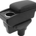 YJYWZH Car Armrest Storage Box for Hyundai Accent Solaris Verna 2017-2020 Double-Layer Car Center Console Armrest Box with 6 USB Ports and Cup Holder for Car Accessories(Black Thread)
