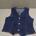 Sidefeel Women's Denim Vest Sleeveless V Neck Zimbaplatinum Jean Vest Top Button Down Crop Waistcoat Vest Summer Outfit (Small)