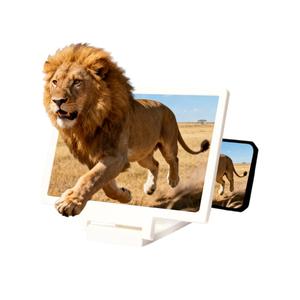 Smartphone Screen Magnifier, 3D HD Foldable Amplifier, Phone Stand with, Adjustable Angle Gift for Mom Dad, Family Portable、 Universal Enlarger Movies Gaming Video (White)