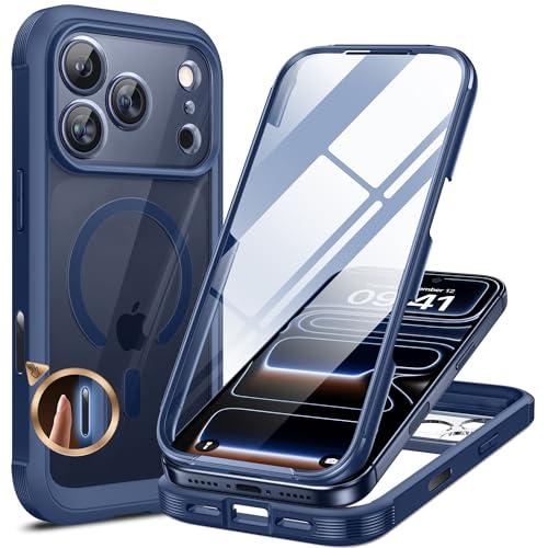 Miracase for iPhone 17 Pro Max Case 6.9" Full-Body Phone Case with Built-in Glass Screen Protector& Full Camera Protector,[Magnetic with MagSafe] Drop Proof 17 ProMax Cover, Blue