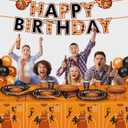 Basketball Party Decorations 171Pcs Basketball Party Supplies Disposable Basketball Tablecloth Paper Plates Cup Napkin Plastic Fork Knives Spoon and Banner for Sports Birthday Decorations