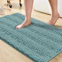 Turquoize Luxury Chenille Bath Rug for Bathroom Rugs Extra Absorbent Bath Mat Non Slip Microfiber Shower Rug for Bathroom Microfiber Shaggy Carpet Rug Size, 20"x 32", Aqua Haze