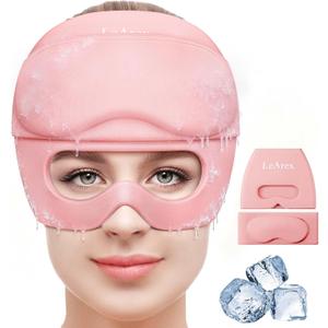 Migraine Relief Cap,2 in 1 Detachable Gel Eye Mask for Hot & Cold Therapy Headache Mask with Eye Holes ice Pack for Birthday Gifts for Women (Pink)