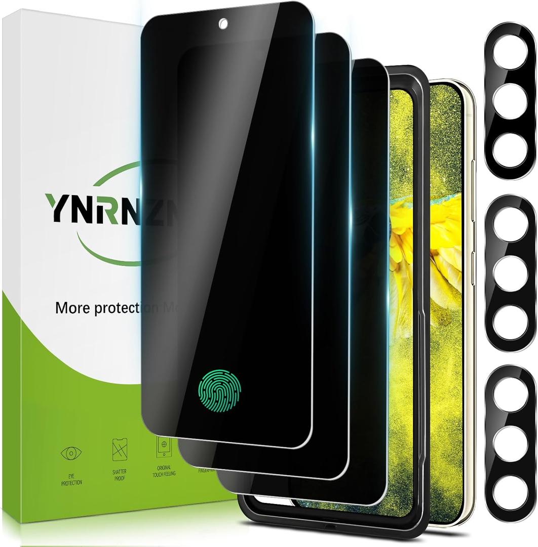 3+3 Pack for Samsung Galaxy S23 5G Privacy Screen Protector with Camera Lens Protector 9H Tempered Glass,Anti Scratch, Bubble Free, Easy to install (Galaxy S23 Privacy)