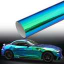Holographic Laser Green to Blue Chrome Car Vinyl Wrap Glossy Chameleon Vehicle Vinyl Film Car Motorcycle Color Changing Film, 59.84'' x 78.74''