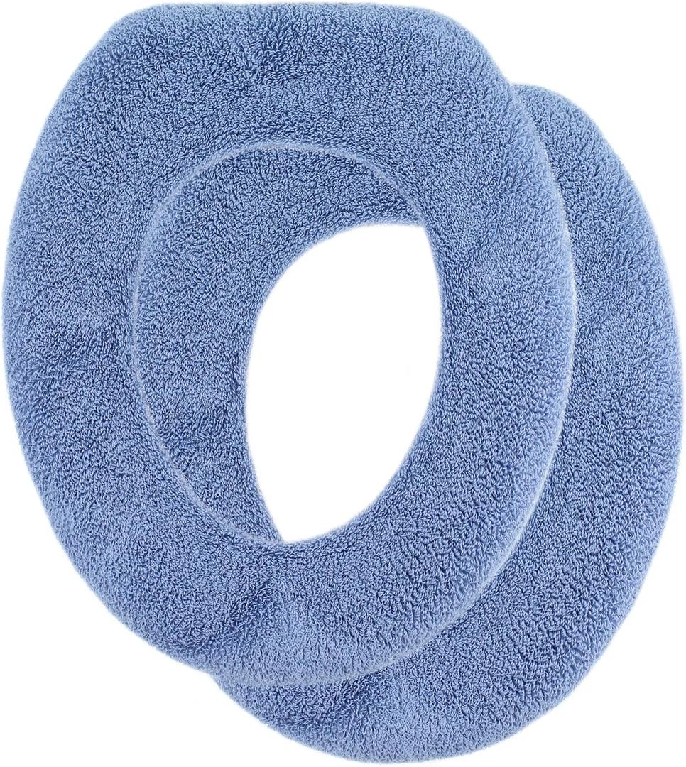 Soft Toilet Seat Cover - Plush & Thick Fabric Toilet Seat Warmer for Round & Elongated 14x18" Toilet Seats - Reusable, Machine-Washable, Easy-Install -Gift-Ready Packaging- Infinity Blue