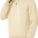 Men's Quarter Zip Up Pullover Long Sleeve Mock Neck Sweatshirt Casual Slim Fit Fleece Sweaters Size L Khaki