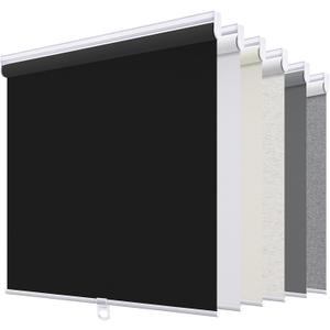 Sunoff Blackout Roller Shades Blinds Cordless for Windows Pull Down Room Darkening Door Blinds with Thermal Insulated Easy to Install for Living Room,Bedroom,Home,Office Bathroom Black 23" W x 72" H