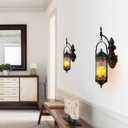 Rustic Candle Sconce with Glass Vintage Antique Gothic Hanging Lantern Candle Holder Retro Indoor Outdoor Mid Centry Wall Dcor Sconce for Fireplace, Hallway, Living Room, Porch, Patio