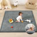 1.3" Thick Baby Play Mat for Floor Playpen, 71x59 Large Foam Tummy Time Mat, Padded Support Soft Plush Nursery Rug for Infant Kids Toddler Crawling Kick Activity (Dark Grey)