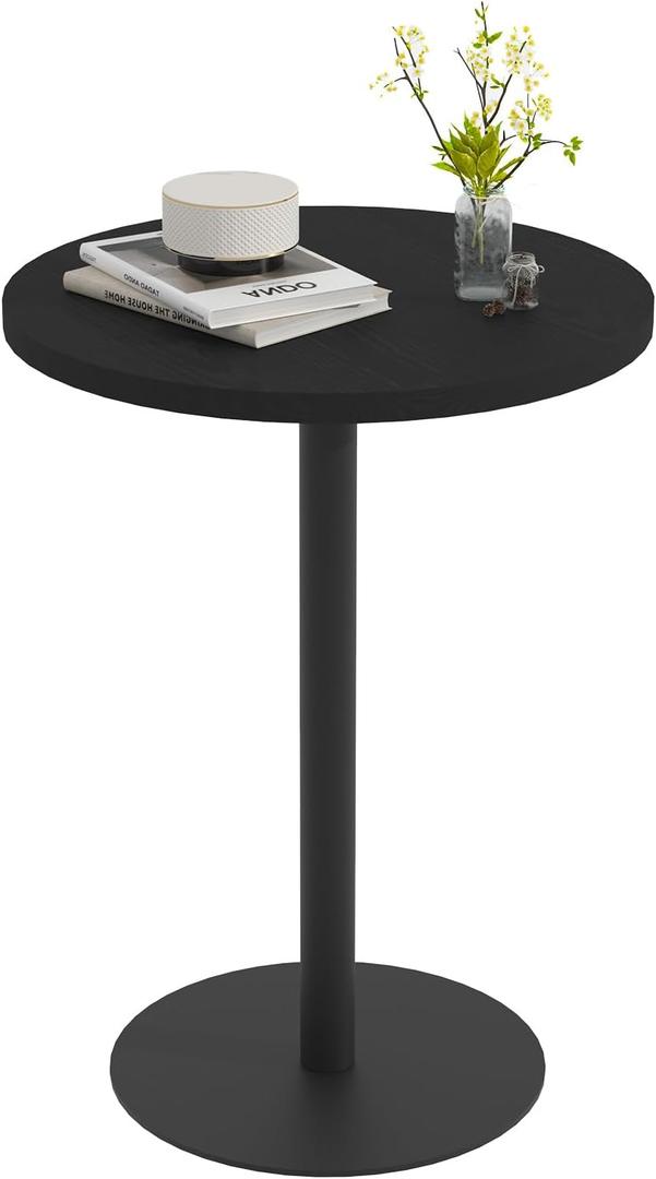 C Shaped Side Table, Round End Table, Tv Trays Table for Couch, Small Snack Table with Metal Leg for Living Room, Bedroom, Bedside, Sofa and Office (Black)
