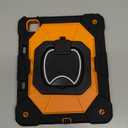 YOUULAR Tablet Case for Apple iPad Pro 11(2018/2020/2021/2022)/iPad air 4 10.9(2020)/iPad air 5 10.9(2022) Generation, Shockproof Protective Cover with Kickstand, Handle, Shoulder Strap Black Orange